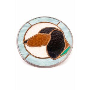 Stained Glass Plott Hound NC State Dog Vintage Wall Window Decor Handmade Unique